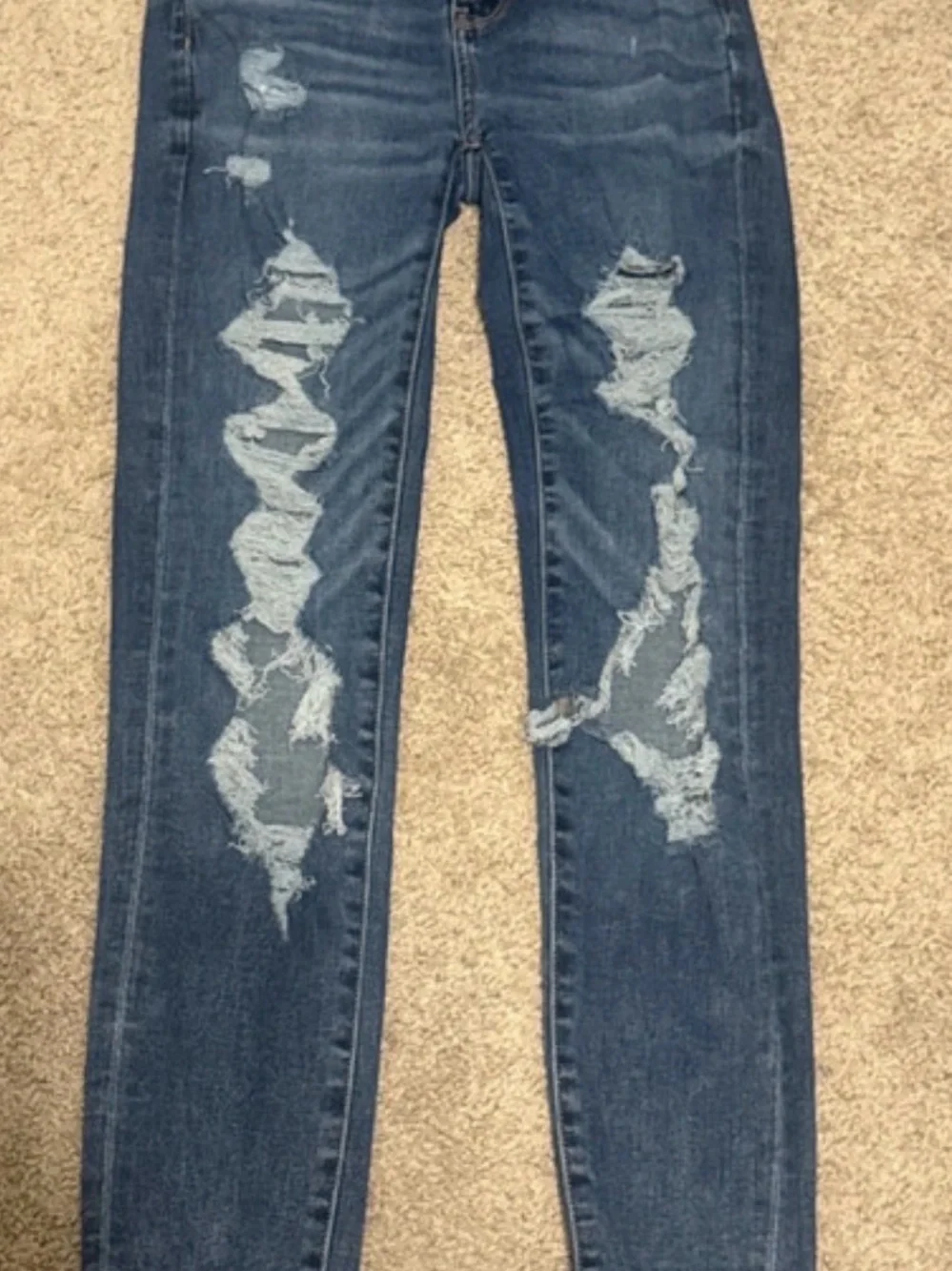 American Eagle Outfitters Dark Blue Ripped Skinny Jeans